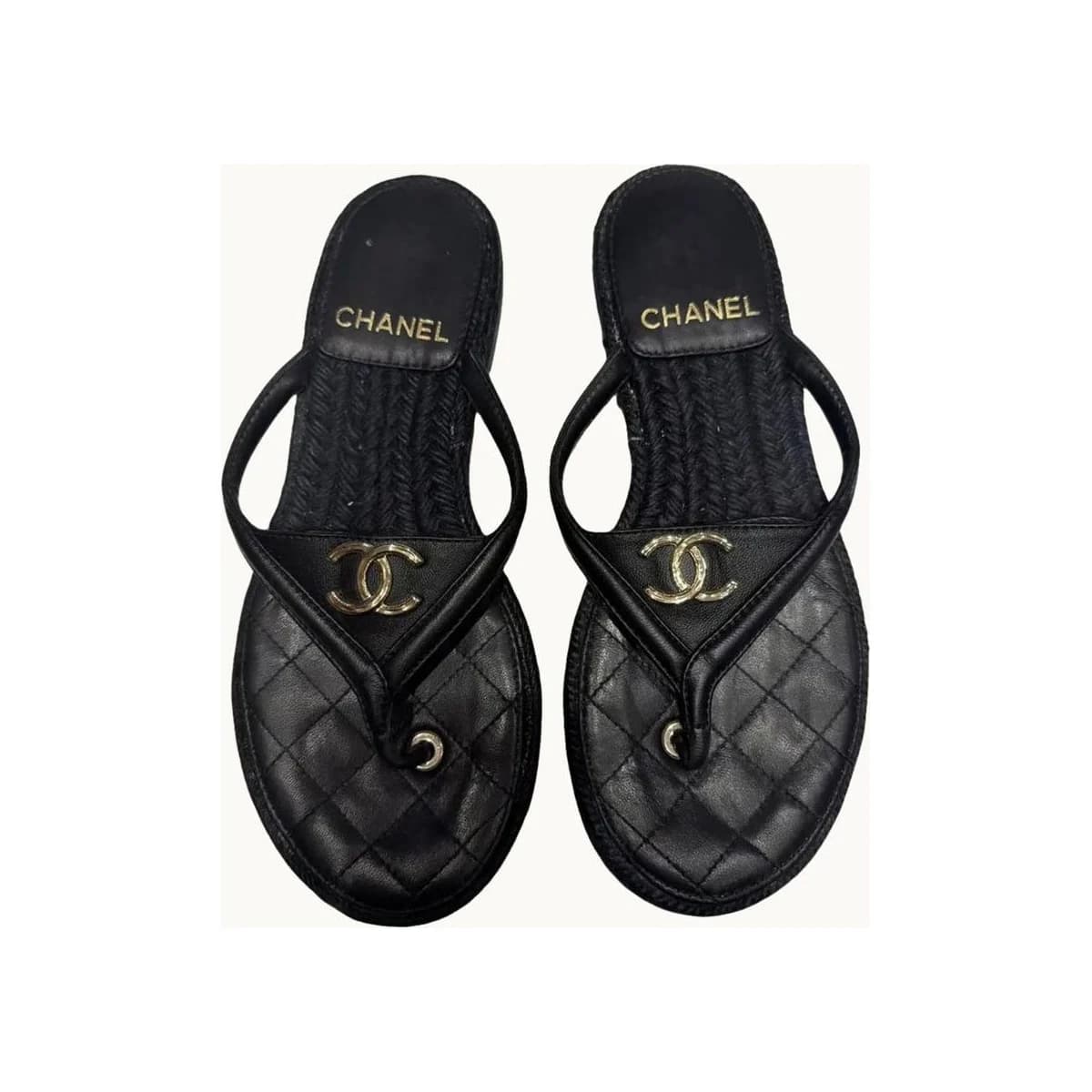 BEACH LEATHER BLACK FLIP FLOPS