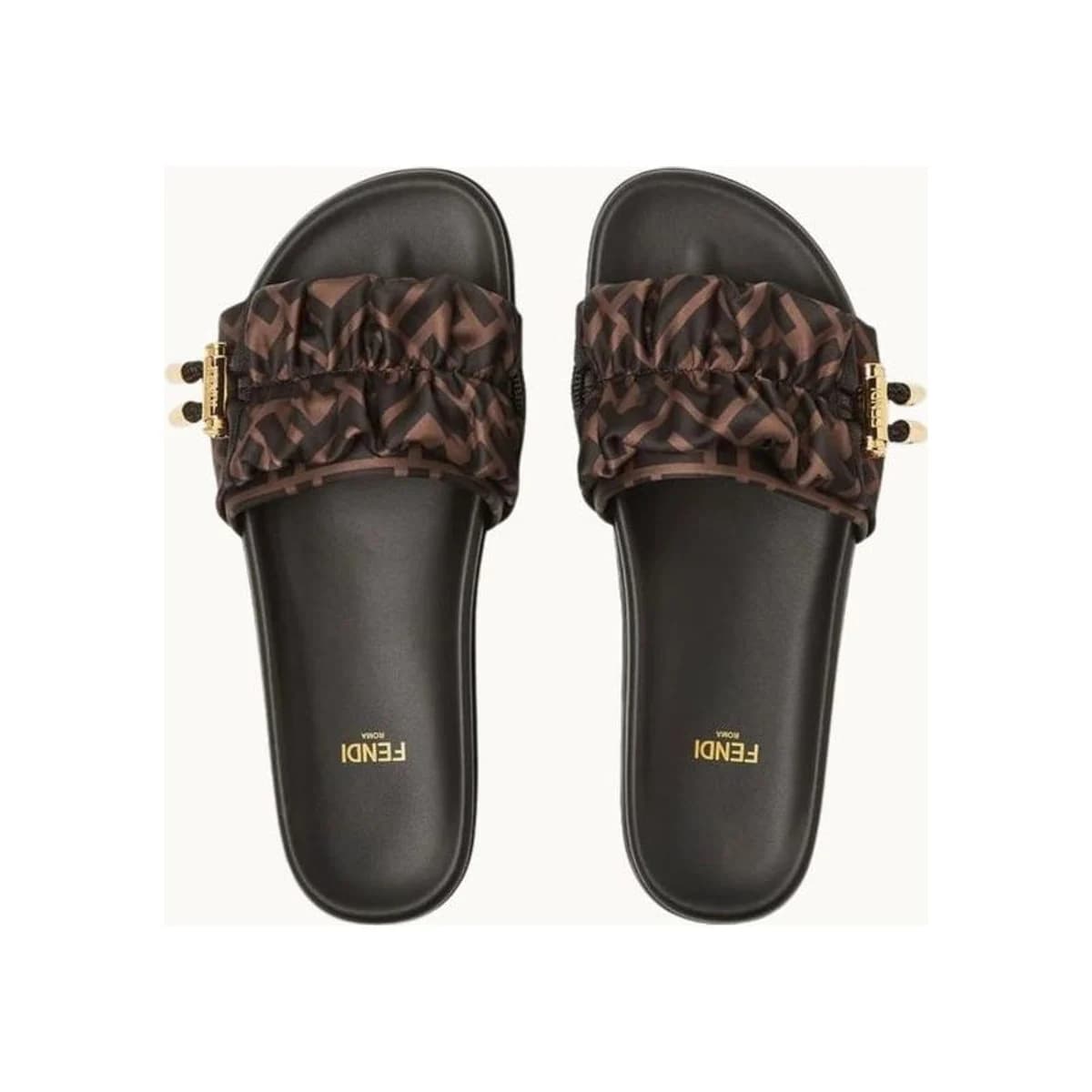 BROWN SATIN SANDALS