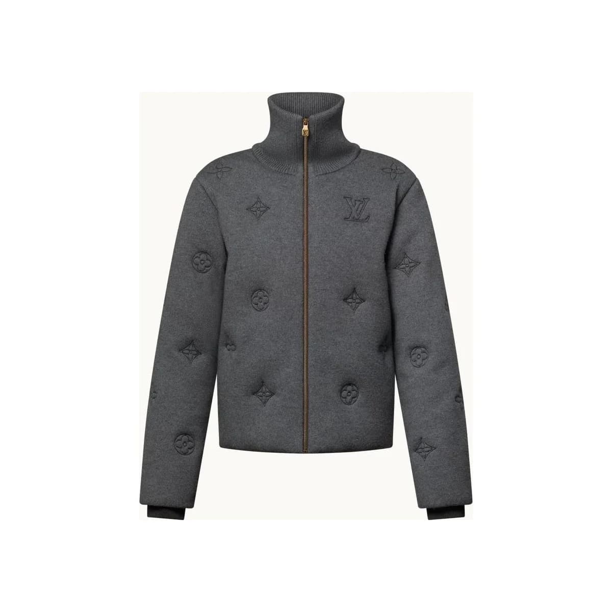 DARK GREY MONOGRAM KNITTED COAT