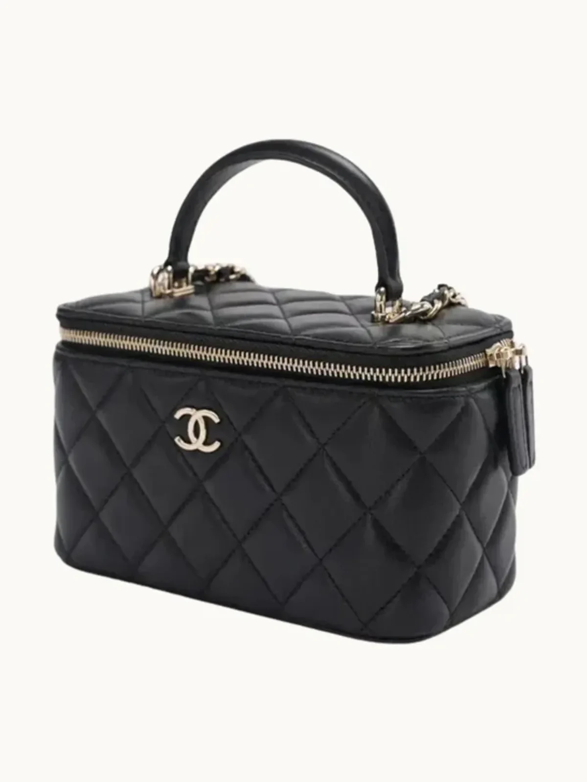 Chanel Vanity Case with Top Handle in Black